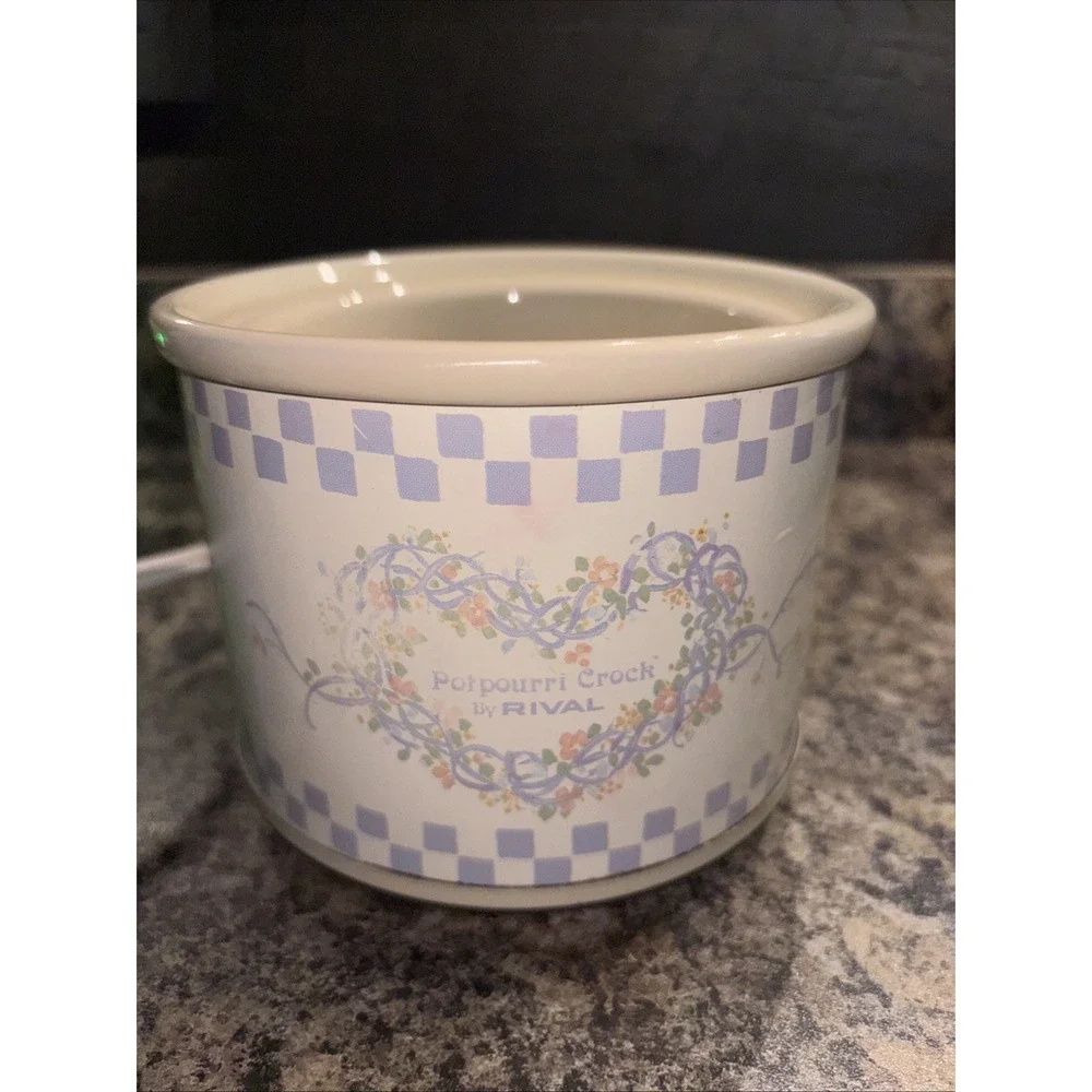 Vtg Potpourri Electric Crock Pot Rival Mdl 3206 Floral Hearts Cottagecore Tested